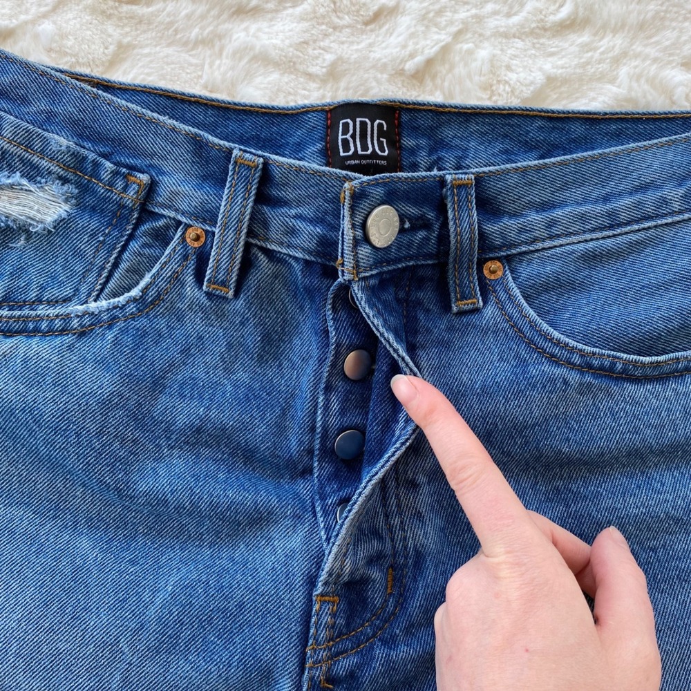 BDG Denim Shorts Women 28 Blue High Rise Button Fly Distressed Cuffed Festival‎ - Picture 3 of 10